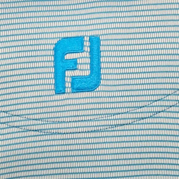 Footjoy Mens L Blue Striped Golf Polo Shirt - Picture 4 of 9